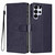 Samsung Galaxy S26 UItra Tree Cat Embossed Flip Vegan Leather Phone Case - Dark Blue