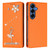 Samsung Galaxy S26+ Ballet Girl Diamond Studded RFID Vegan Leather Phone Case - Orange