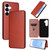 Samsung Galaxy S26+ Carbon Fiber Texture Flip Leather Phone Case - Brown