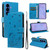 Samsung Galaxy S26+ Cat and Bee Embossed Flip Leather Phone Case - Blue