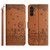 Samsung Galaxy S26+ Cat Embossing Pattern Leather Phone Case with Lanyard - Brown