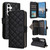 Samsung Galaxy S26+ Crossbody Rhombic Zipper Tower Buckle Leather Phone Case with Lanyard - Black