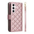 Samsung Galaxy S26+ Crossbody Rhombic Zipper Tower Buckle Leather Phone Case with Lanyard - Rose Gold