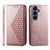 Samsung Galaxy S26+ Cubic Grid Calf Texture Magnetic Leather Phone Case - Rose Gold