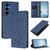 Samsung Galaxy S26+ Cute Cats Embossed Magnetic RFID Vegan Leather Phone Case - Dark Blue