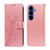 Samsung Galaxy S26+ Embossed Butterfly Flowers Leather Phone Case - Rose Gold