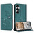 Samsung Galaxy S26+ Embossed Kitten Phone Leather Case with Lanyard - Dark Green