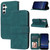 Samsung Galaxy S26+ Embossed Stripes Skin Feel Leather Phone Case - Dark Green
