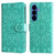 Samsung Galaxy S26+ Embossed Sunflower Leather Phone Case - Green