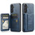 Samsung Galaxy S26+ Fierre Shann FS-024 Oil Wax Cow Leather Card Holder Back Phone Case - Blue