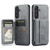 Samsung Galaxy S26+ Fierre Shann FS-024 Oil Wax Cow Leather Card Holder Back Phone Case - Grey