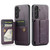 Samsung Galaxy S26+ Fierre Shann FS-024 Oil Wax Cow Leather Card Holder Back Phone Case - Purple