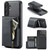 Samsung Galaxy S26+ Fierre Shann Oil Wax Vegan Leather Magnetic Card Holder Back Phone Case - Black