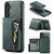 Samsung Galaxy S26+ Fierre Shann Oil Wax Vegan Leather Magnetic Card Holder Back Phone Case - Green