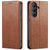 Samsung Galaxy S26+ Fierre Shann PU Genuine Leather Texture Phone Case - Brown