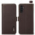 Samsung Galaxy S26+ KHAZNEH Side-Magnetic Litchi Genuine Leather RFID Phone Case - Brown