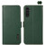 Samsung Galaxy S26+ KHAZNEH Side-Magnetic Litchi Genuine Leather RFID Phone Case - Green
