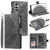 Samsung Galaxy S26+ Multi-Card Totem Zipper Leather Phone Case - Grey