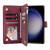 Samsung Galaxy S26+ Multifunctional Frosted Zipper Wallet Leather Phone Case - Wine Red
