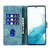 Samsung Galaxy S26+ Pen Heart Cat Embossed Leather Phone Case - Blue