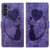Samsung Galaxy S26+ Pen Heart Cat Embossed Leather Phone Case - Purple