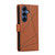 Samsung Galaxy S26+ PU Genuine Leather Texture Embossed Line Phone Case - Brown
