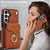 Samsung Galaxy S26+ Rhombic Texture Card Bag Phone Case with Long Lanyard - Brown