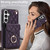 Samsung Galaxy S26+ Rhombic Texture Card Bag Phone Case with Long Lanyard - Dark Purple