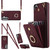 Samsung Galaxy S26+ Rhombic Texture Card Bag Phone Case with Long Lanyard - Wine Red