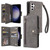 Samsung Galaxy S26+ Rivet Buckle 9 Cards Three Fold Leather Phone Case - Grey
