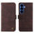 Samsung Galaxy S26+ Skin Feel Life Tree Metal Button Leather Phone Case - Brown