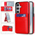 Samsung Galaxy S26+ Solid Color Card Slots Bracket PU Phone Case - Red