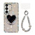 Samsung Galaxy S26+ Sparkling IMD Heart-Shaped Mirror Magnetic Phone Case with Bracelet - Glitter Transparent