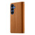 Samsung Galaxy S26+ Stitching Multi-card Zipper Wallet Leather Phone Case with Short Strap - Brown