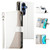 Samsung Galaxy S26+ Stitching Multi-card Zipper Wallet Leather Phone Case with Short Strap - White