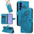 Samsung Galaxy S26+ Swallowtail Butterfly Embossed Leather Phone Case - Blue