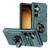 Samsung Galaxy S26+ TPU Hybrid PC Shockproof Card Phone Case with Metal Ring Holder - Green