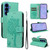 Samsung Galaxy S26+ Tree & Cat Embossed Pattern Flip Leather Phone Case - Green
