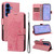 Samsung Galaxy S26+ Tree & Cat Embossed Pattern Flip Leather Phone Case - Pink
