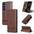 Samsung Galaxy S26 AZNS Magnetic Calf Texture Flip Leather Phone Case - Dark Brown