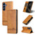 Samsung Galaxy S26 AZNS Magnetic Calf Texture Flip Leather Phone Case - Light Brown