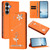 Samsung Galaxy S26 Ballet Girl Diamond Studded RFID Vegan Leather Phone Case - Orange