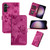 Samsung Galaxy S26 Butterfly Cat Embossing Flip Leather Phone Case - Pink