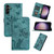 Samsung Galaxy S26 Butterfly Cat Embossing Flip Leather Phone Case - Wathet