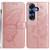 Samsung Galaxy S26 Butterfly Flutter Pattern Embossed Leather Phone Case - Rose Gold
