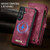 Samsung Galaxy S26 CaseMe 008 Detachable Multifunctional Leather Phone Case - Wine Red