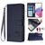 Samsung Galaxy S26 Cat Rat Embossed Pattern RFID Leather Phone Case with Lanyard - Blue