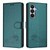 Samsung Galaxy S26 Cat Rat Embossed Pattern RFID Leather Phone Case with Lanyard - Peacock Green