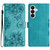 Samsung Galaxy S26 Cherry Blossom Butterfly Skin Feel Embossed PU Phone Case - Green