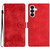 Samsung Galaxy S26 Cherry Blossom Butterfly Skin Feel Embossed PU Phone Case - Red